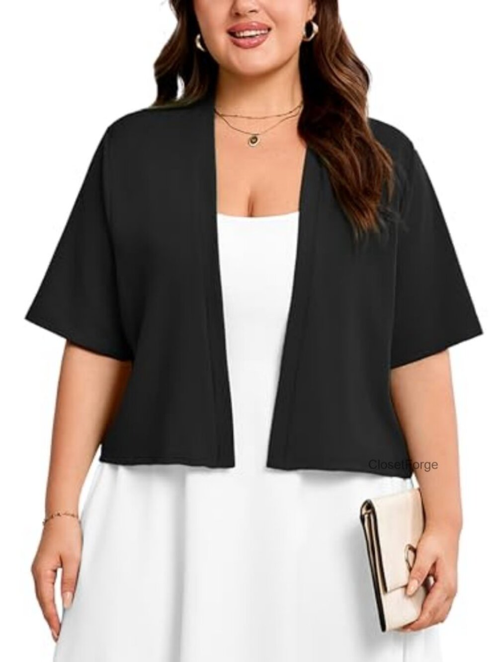 Plus Size Cropped Bolero Cardigan Shrug for Dresses Short Sleeve Open Front